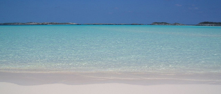 Empty Paradise Beach on a small island in the Bahamas