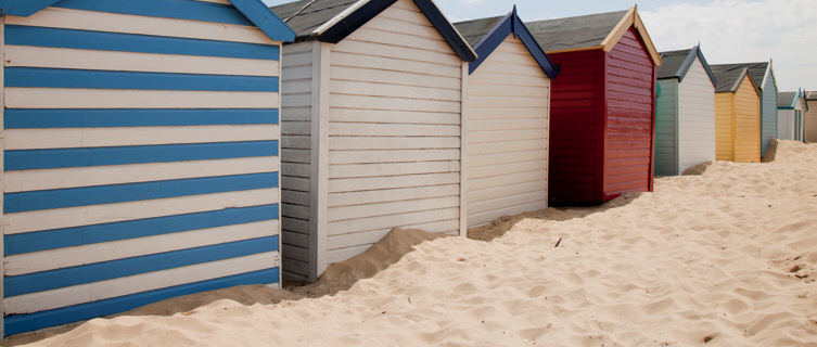 Southwold's beach is lined with picturesque painted beach huts