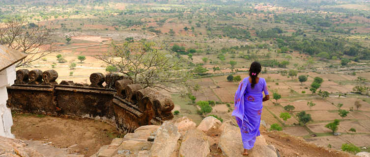 Admiring the view at Danushkoti hilltop, Bengaluru