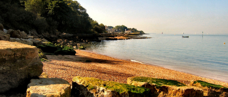 Cowes's stony beach offers captivating views across the Solent