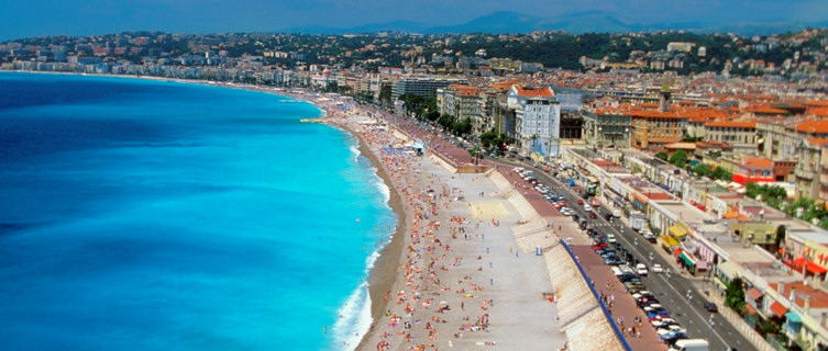 Beach on the Promenade des Anglais in Nice