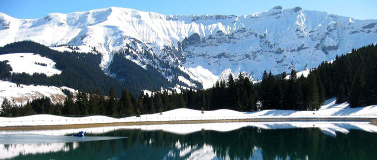 Lakeside scenery in Megève