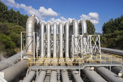 A geothermal power station near Taupo, New Zealand