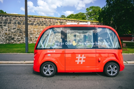 A driverless Navya shuttle in Oslo, Norway